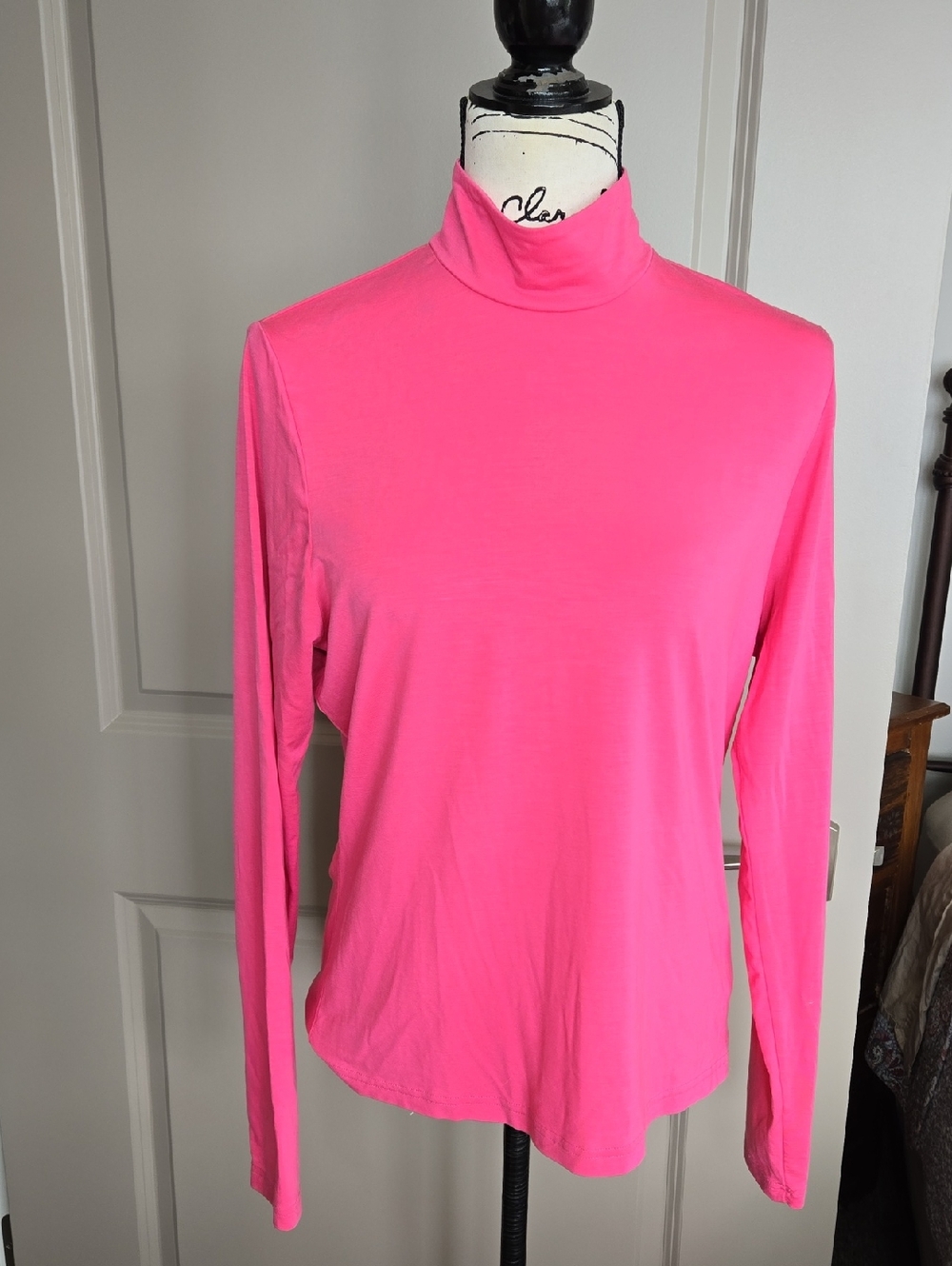 & Other Stories Neon Pink Turtleneck Long Sleeve Top